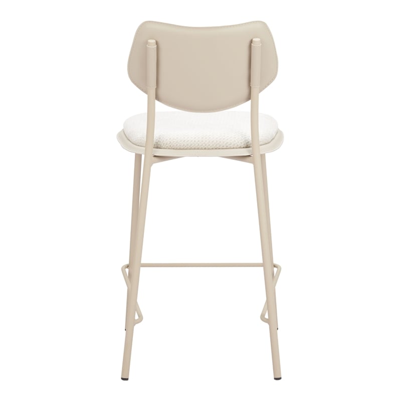 ZUO Zeal Faux Leather Counter Stool in Light Gray & Beige (Set of 4)