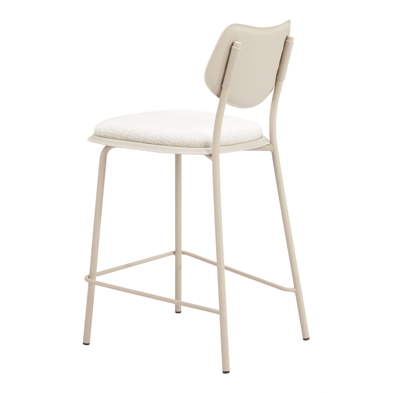 ZUO Zeal Faux Leather Counter Stool in Light Gray & Beige (Set of 4)