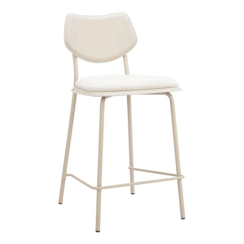ZUO Zeal Faux Leather Counter Stool in Light Gray & Beige (Set of 4)
