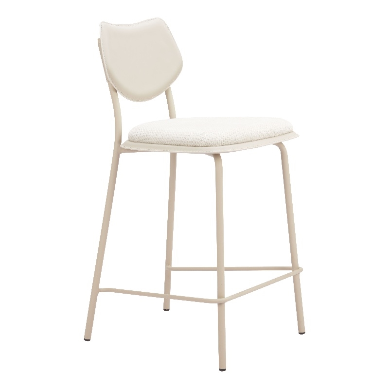 ZUO Zeal Faux Leather Counter Stool in Light Gray & Beige (Set of 4)