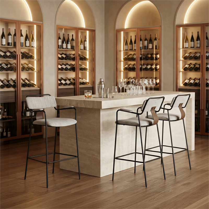 Couva Barstool (Set of 2) Gray Tweed