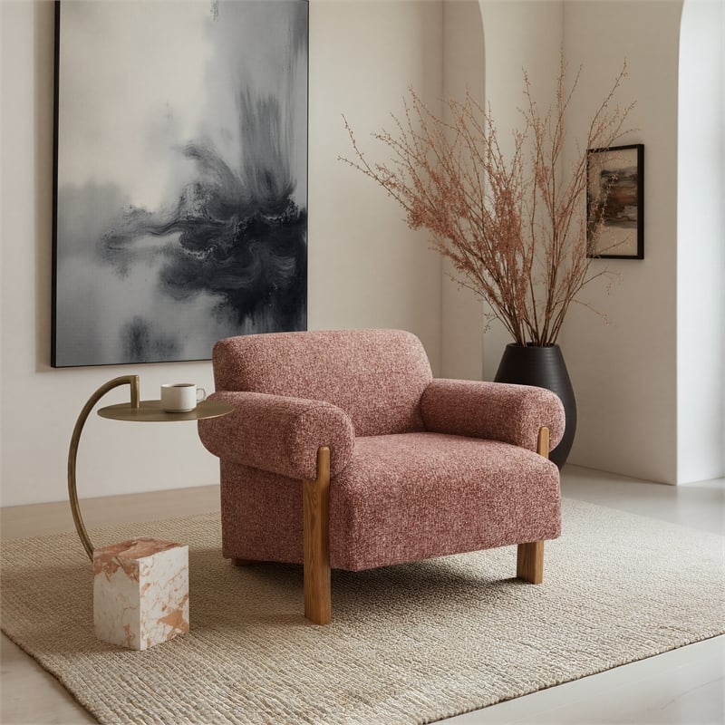 ZUO Verity Accent Chair with Solid Ash Wood Legs in Copper