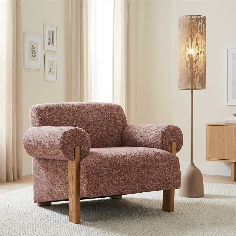 ZUO Verity Accent Chair with Solid Ash Wood Legs in Copper