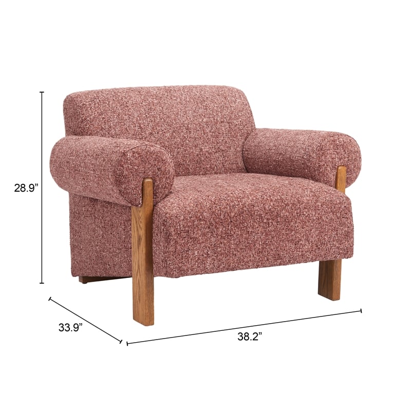 ZUO Verity Accent Chair with Solid Ash Wood Legs in Copper