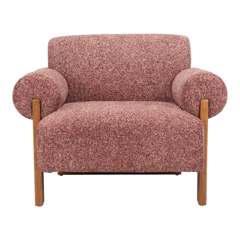 ZUO Verity Accent Chair with Solid Ash Wood Legs in Copper