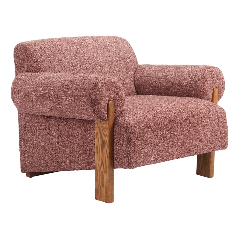 ZUO Verity Accent Chair with Solid Ash Wood Legs in Copper