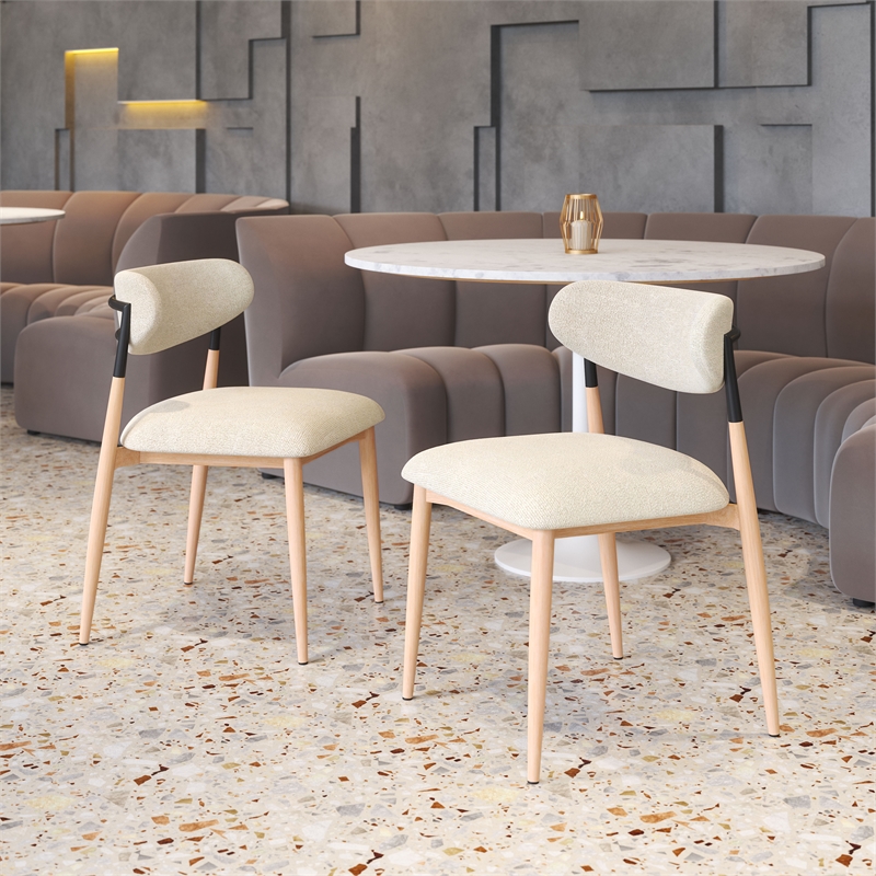 Equinox Armless Dining Chair (Set of 2) Oyster Gray & Natural