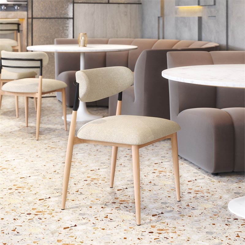 Equinox Armless Dining Chair (Set of 2) Oyster Gray & Natural