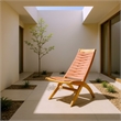 ZUO Rova Solid Wood with Synthetic Rattan Weave Lounge Chair in Terracotta