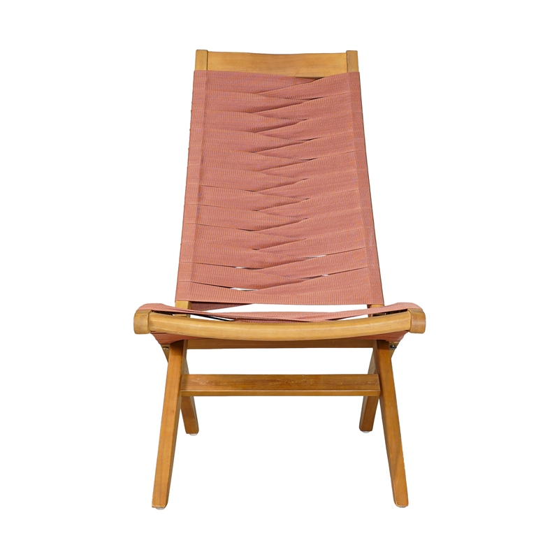 ZUO Rova Solid Wood with Synthetic Rattan Weave Lounge Chair in Terracotta
