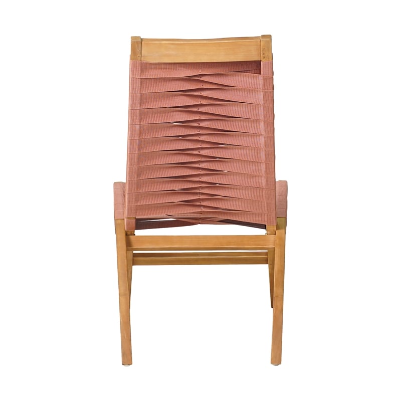 ZUO Rova Solid Wood with Synthetic Rattan Weave Lounge Chair in Terracotta