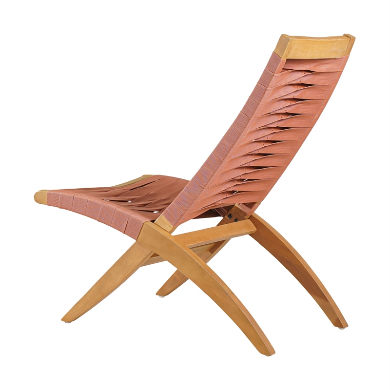 ZUO Rova Solid Wood with Synthetic Rattan Weave Lounge Chair in Terracotta