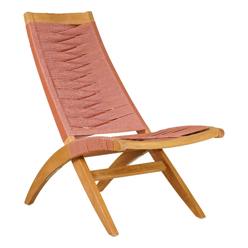 ZUO Rova Solid Wood with Synthetic Rattan Weave Lounge Chair in Terracotta