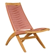 ZUO Rova Solid Wood with Synthetic Rattan Weave Lounge Chair in Terracotta