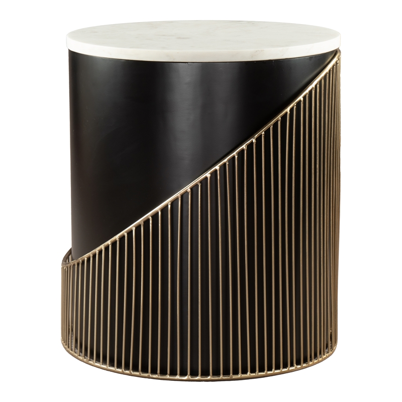 ZUO Tova Round Marble Top Side Table in Multi-Color