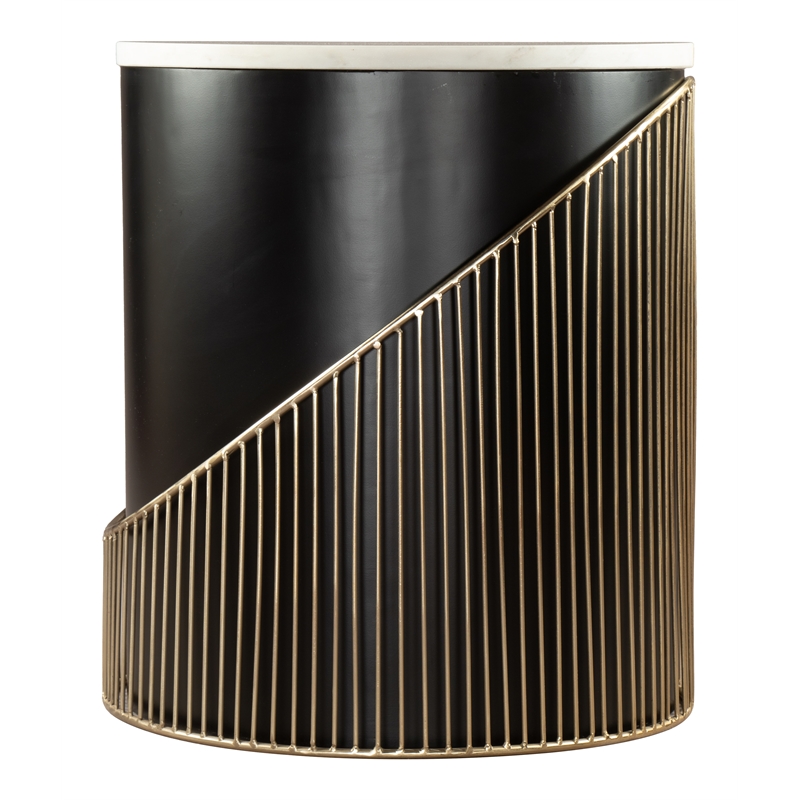 ZUO Tova Round Marble Top Side Table in Multi-Color