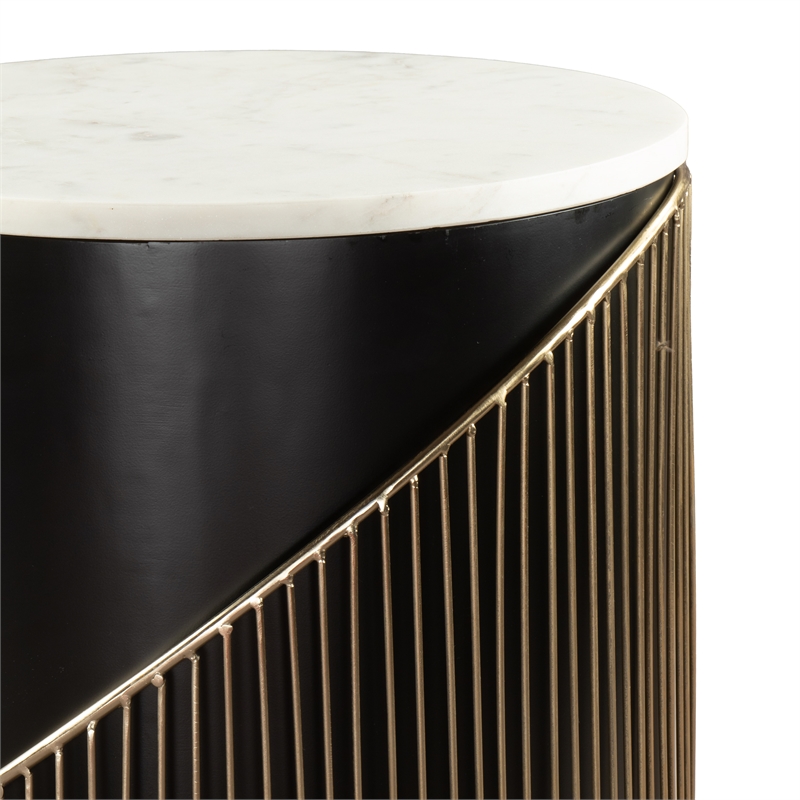 ZUO Tova Round Marble Top Side Table in Multi-Color