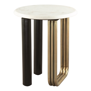 ZUO Elyn Round Marble Top Side Table in Multi-Color