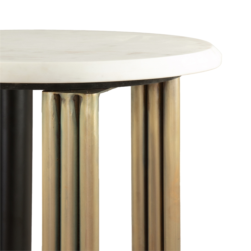 ZUO Elyn Round Marble Top Side Table in Multi-Color