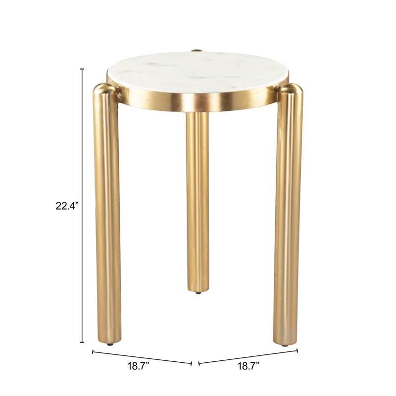 Noan Side Table White & Gold