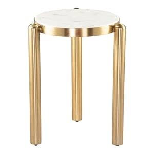 Noan Side Table White & Gold