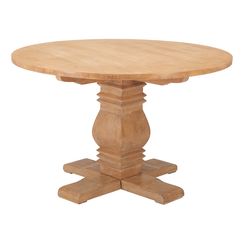 ZUO Tabi Solid Elm Wood Round Dining Table in Brown