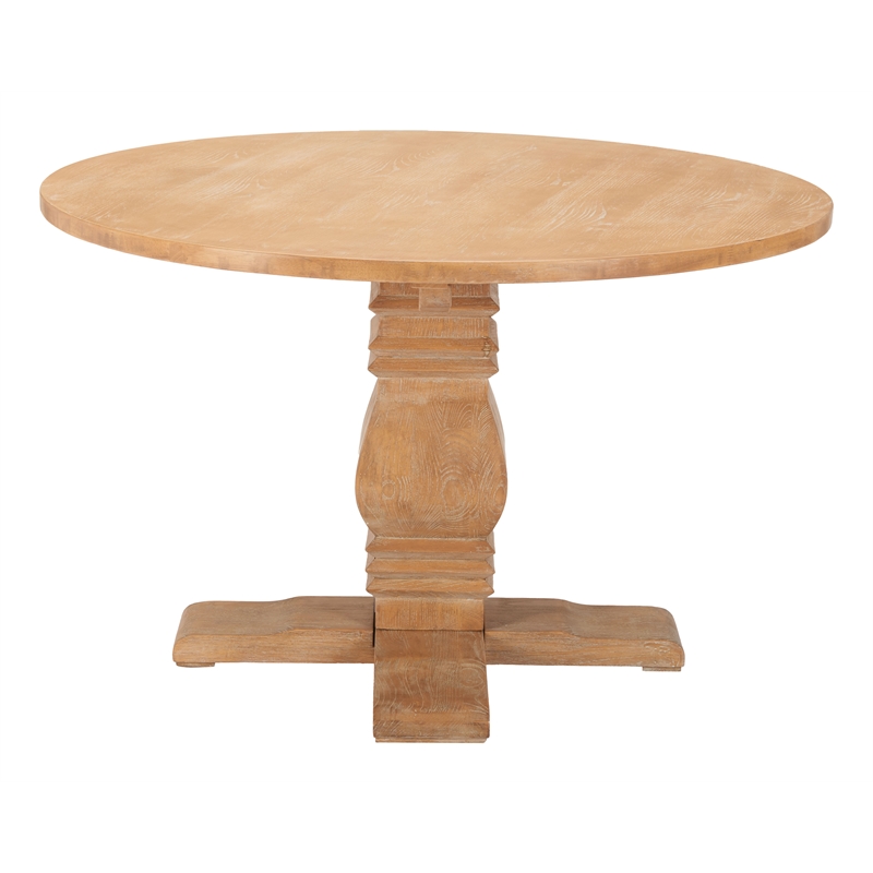 ZUO Tabi Solid Elm Wood Round Dining Table in Brown