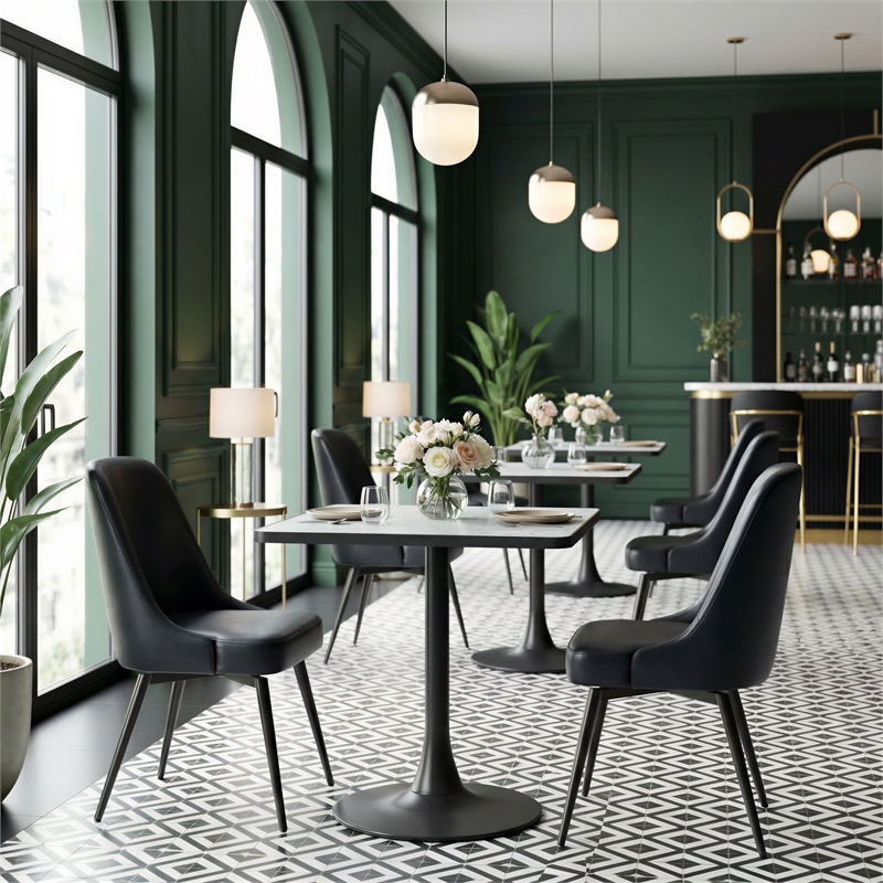 Keppel Swivel Dining Chair (Set of 2) Black