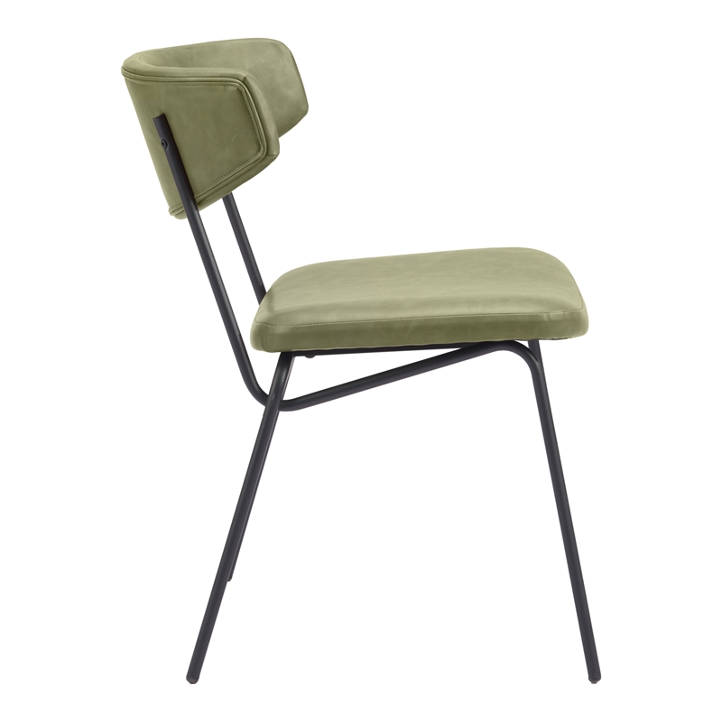 ZUO Charon Faux Leather Dining Chair in Green (Set of 2)