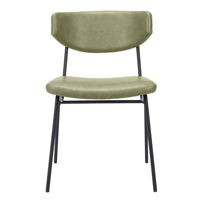 ZUO Charon Faux Leather Dining Chair in Green (Set of 2)