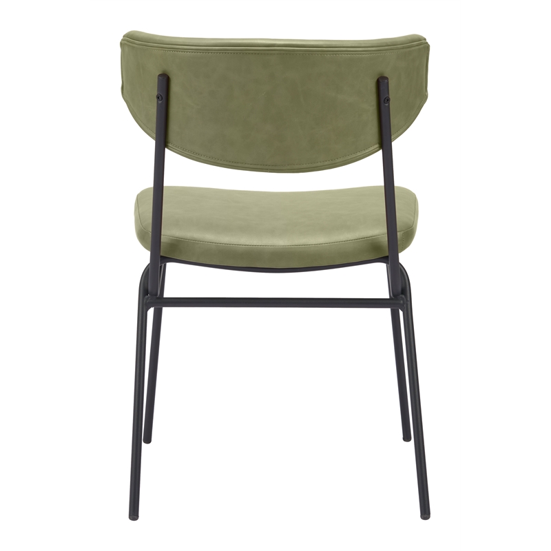 ZUO Charon Faux Leather Dining Chair in Green (Set of 2)