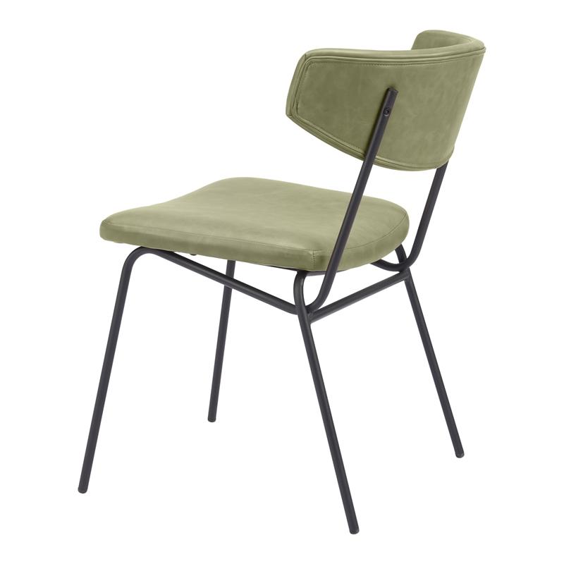 ZUO Charon Faux Leather Dining Chair in Green (Set of 2)