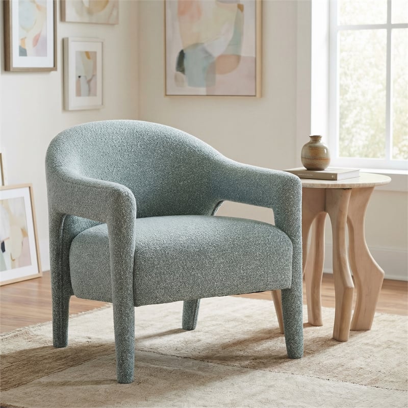 ZUO Eluma Shearling Style Fabric Accent Chair in Dusty Teal