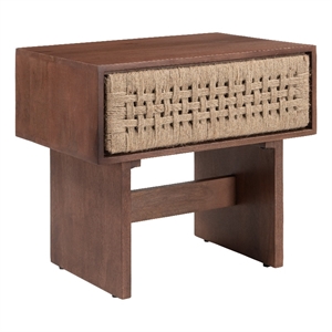 ZUO Amaria Solid Wood 1-Drawer Bedroom Nightstand in Natural & Walnut