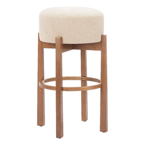 Nade Barstool (Set of 2) Beige & Walnut