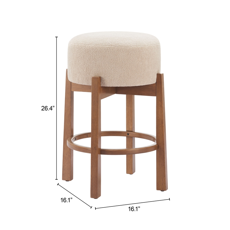 Nade Counter Stool (Set of 2) Beige & Walnut