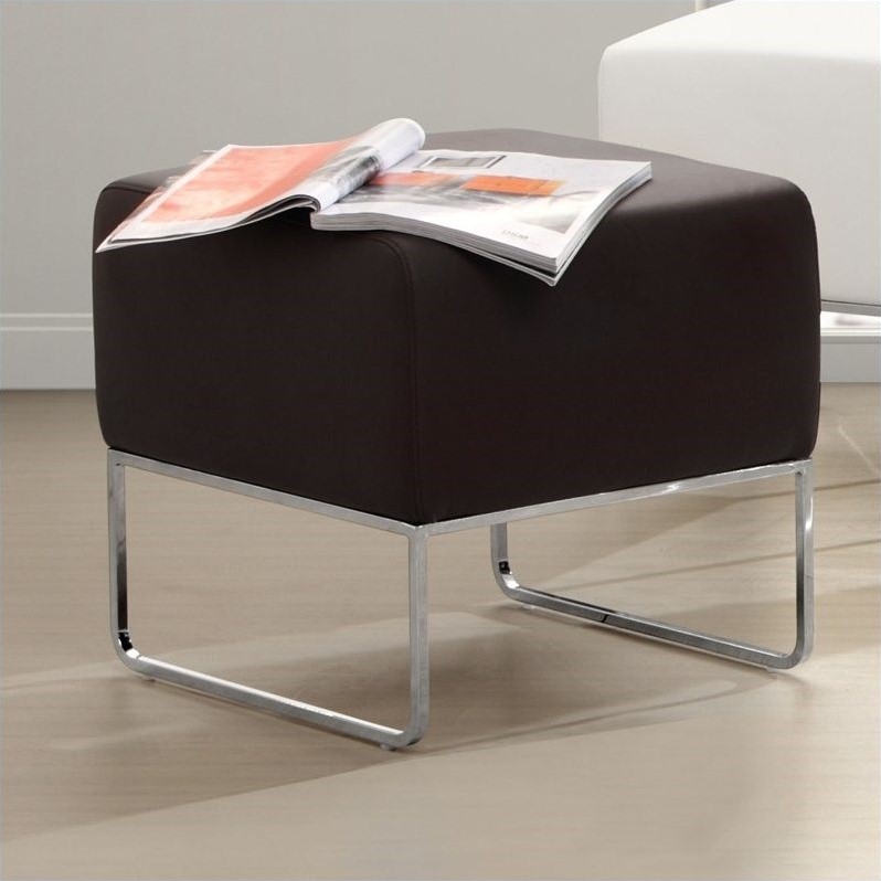 Zuo Plush Faux Leather Ottoman in Espresso Cymax Business