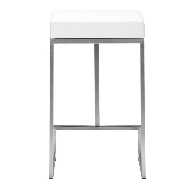 Zuo Darwen Modern Leatherette Counter Chair in White (Set of 2) Cymax