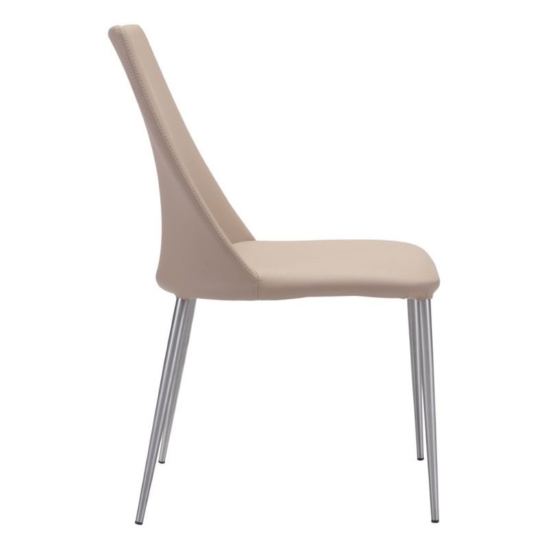 Zuo Whisp Faux Leather Dining Chair In Beige Set Of 2 100265 Zuo Whisp Faux Leather Dining Chair In Beige Set Of 2