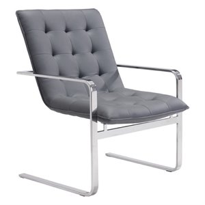 Zuo Solo Faux Leather Chair in Gray