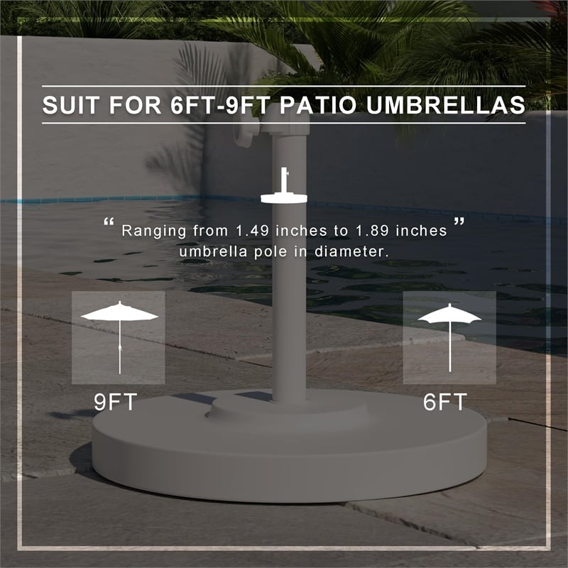 California Umbrella Stainless Steel Cover 50 lbs Base in White