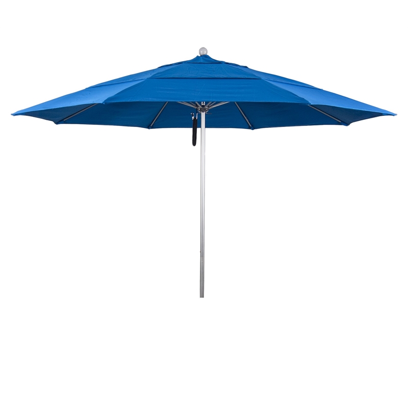 California Umbrella Venture 11' Silver Market Umbrella in Blue