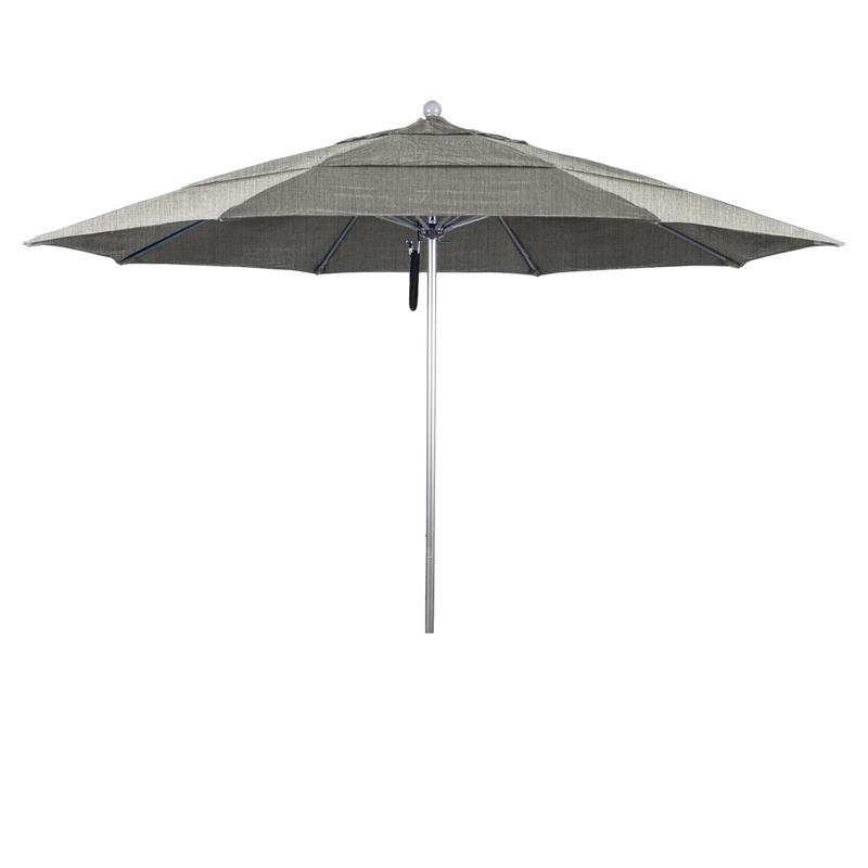 California Umbrella Venture 11' Silver Market Umbrella in Granite