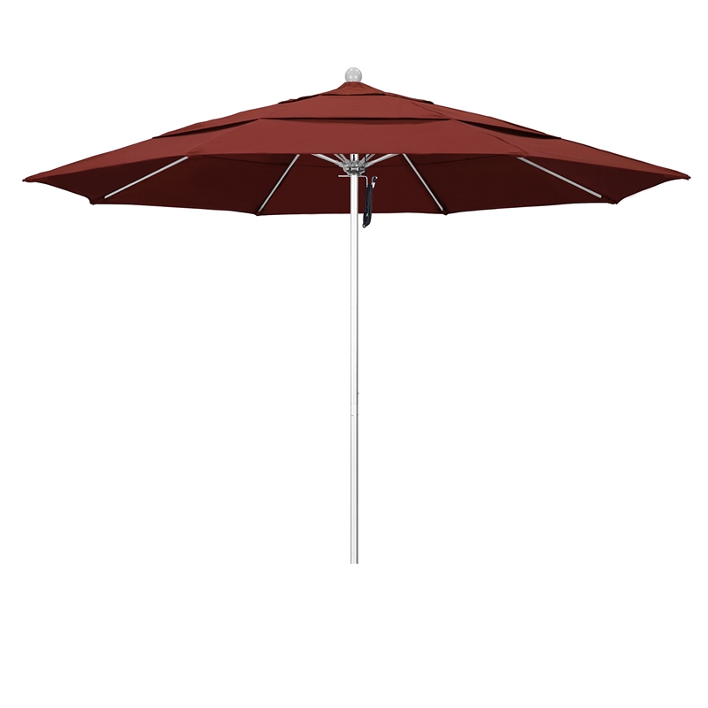 California Umbrella Venture 11' Silver Market Umbrella in Henna