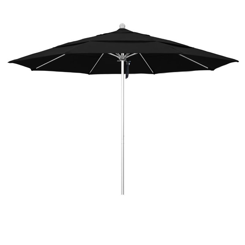 California Umbrella Venture 11' Silver Market Umbrella in Black