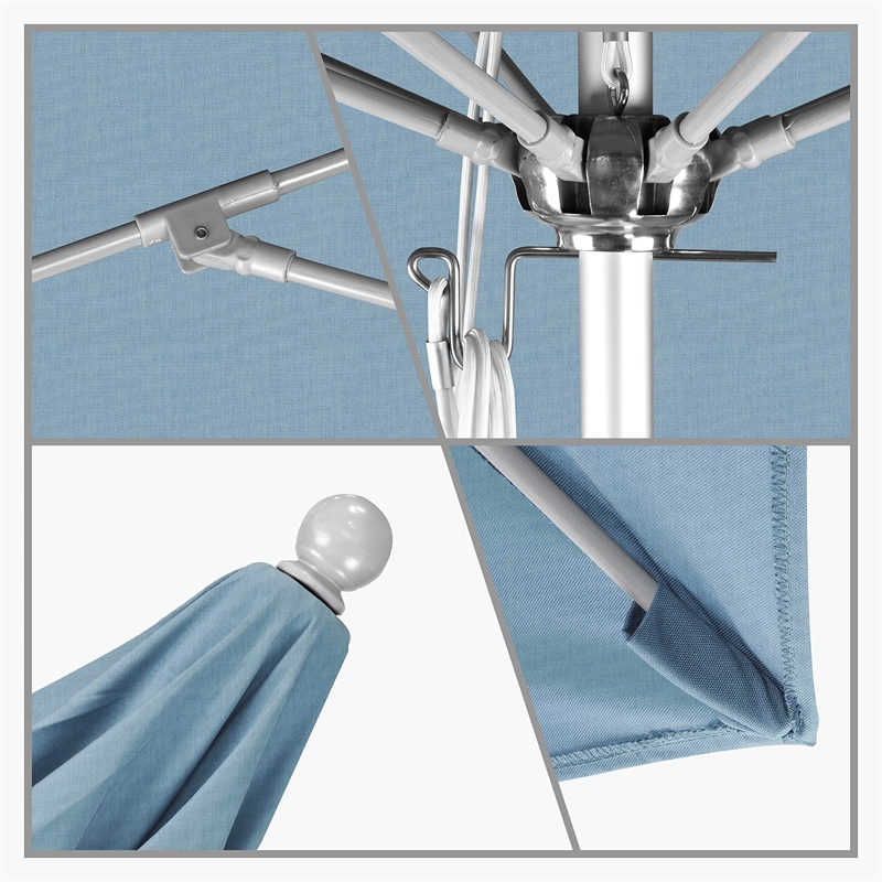 California Umbrella Venture 11' Silver Market Umbrella in Air Blue