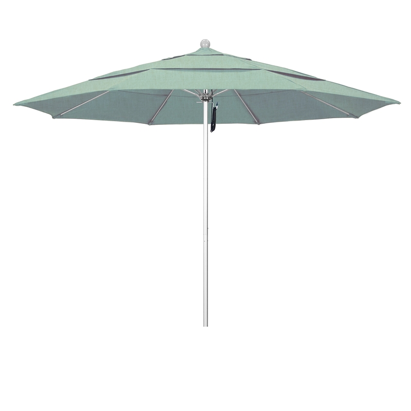 California Umbrella Venture 11' Silver Market Umbrella in Spa