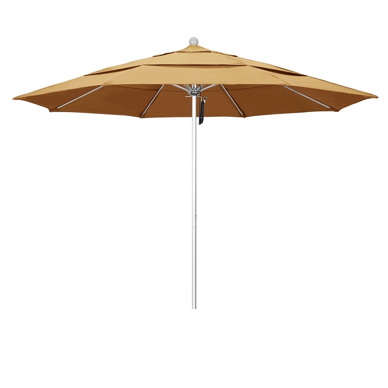 California Umbrella Venture 11' Silver Market Umbrella in Wheat