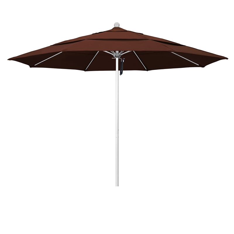 California Umbrella Venture 11' Silver Market Umbrella in Bay Brown