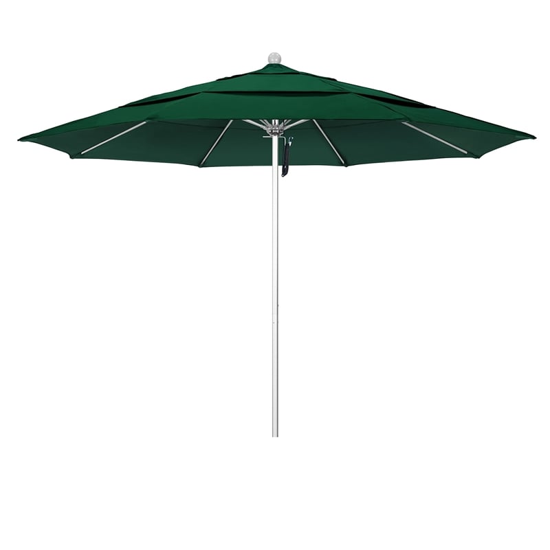 California Umbrella Venture 11' Silver Market Umbrella in Green